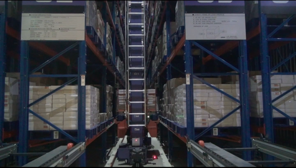 ASRS Storage Aisle with Crane